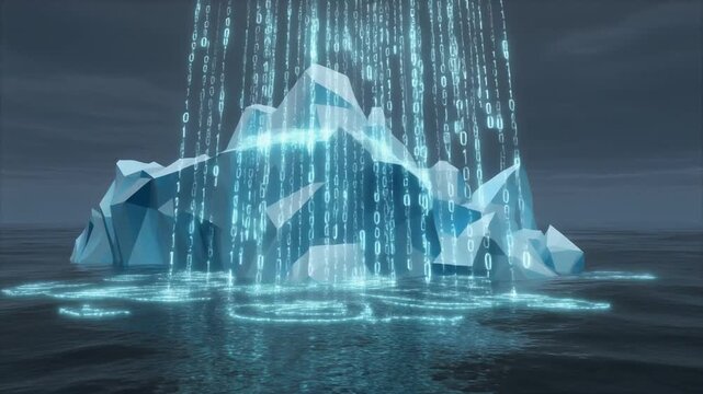 Cinematic Glide-Cam Shot of a Futuristic Data Stream Corridor in a Dimly Lit Environment