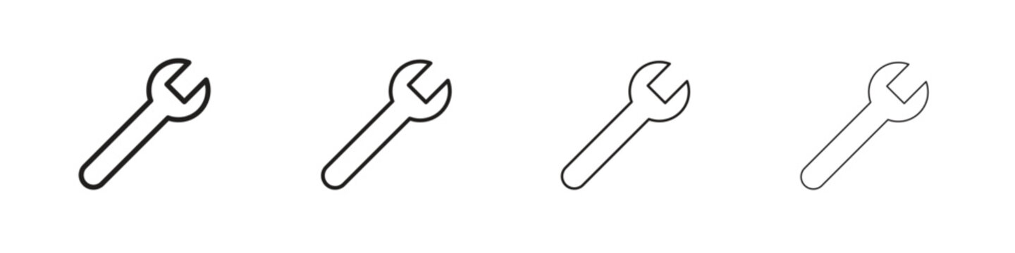 Wrench icon set. editable stroke eps 10 vector illustration.