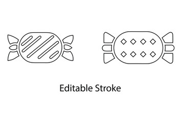 candy icon vector editable stroke set, candy symbol vector line art illustration