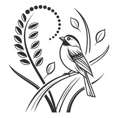 Abstract seed + spark logo where a tiny oval seed shape splits at the top into two thin diverging lines resembling a spark, symbolizing origin, growth, and ignition, clean monochrome vector.
