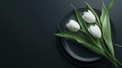 Elegant minimal tulip arrangement on table