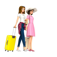 Women setting out on a trip.