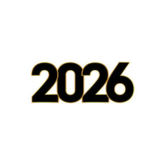 Golden 2026 numbers with glowing effect isolated on transparent background