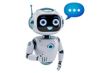 Friendly ai chatbot assistant with speech bubble 3d render icon