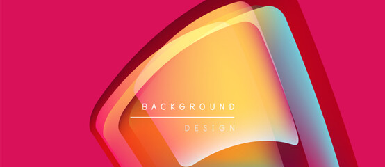 Abstract vibrant design. Layered shapes create dynamic visual effect. Warm colors dominate, contrasted by cool hues. Modern aesthetic.