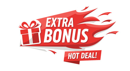 Eye-Catching Extra Bonus Hot Deal Announcement with Gift Box for Marketing Campaigns, Promotions, and Special Offers, Emphasizing Value, Benefits, and Consumer Excitement in Commercial Advertising, Re
