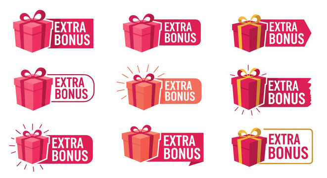 Vibrant Extra Bonus Gift Box Vector Graphics: Presenting Exclusive Rewards, Promotions, and Incentives for Business Growth, Marketing Campaigns, and Special Offers with Eye-Catching Visuals for Advert