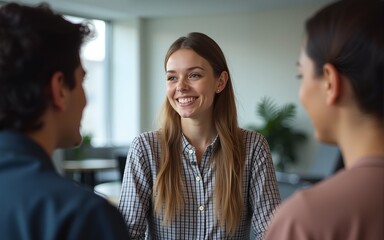 Business people are smiling and chatting person office social. High quality