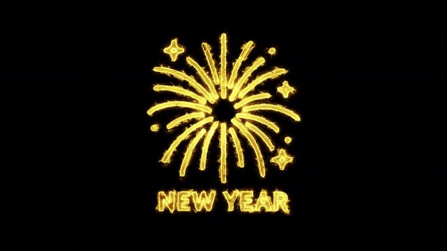 Minimalist Fireworks Line Art