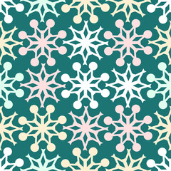 Vector - Snow flakes seamless pattern, colored template.