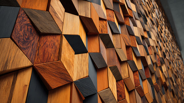 Geometric wood paneling with varied wood grains and dark accents texture natural