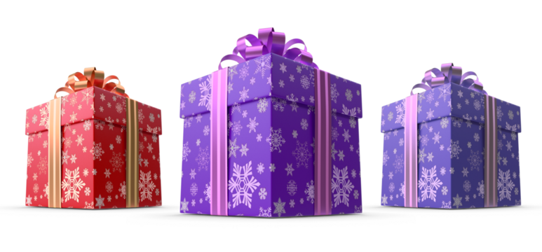 red, purple christmas gift box