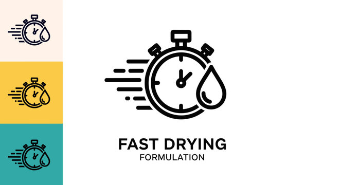 Fast Drying Formulation Icon Demonstrating Quick Action in a Modern Design, Ideal for Product Development, Marketing, and Presentation Materials. Perfect for Industries Requiring Speed, Efficiency, an