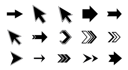 Diverse Collection of Black and White Arrows for Navigation and Graphic Design Purposes
