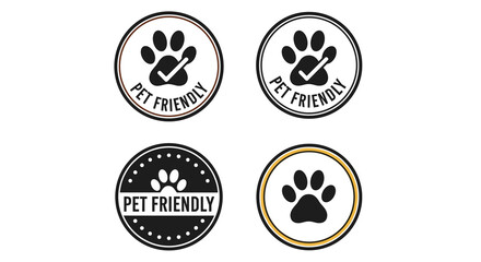 Pet Friendly Symbol Set for Welcoming Establishments: A Collection of Paw Print Icons signifying Animal Acceptance in Business, Tourism, & Hospitality Environments, Promoting Inclusivity with Modern,
