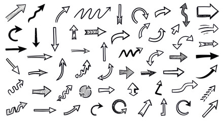 Hand-drawn Arrows Collection: A Versatile Set of Directional Graphics for Design Projects