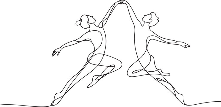 Dynamic Line Art Dancers in Motion. line icon-continuous line drawing. one line Icon drawing with white background