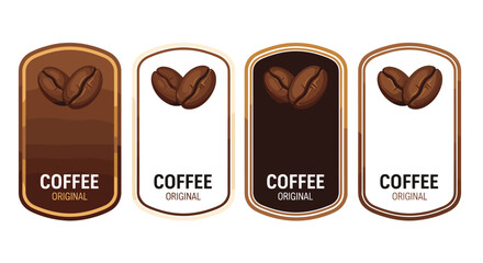 Elegant Coffee Bean Labels for Premium Branding: Designing original coffee packaging and branding labels with rich brown tones, ideal for marketing materials and artisanal product presentation, creati