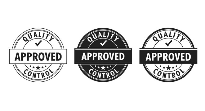 Quality Control Approved Stamps Representing Standard Compliance and Validation for Business Presentation Graphics, Product Certification, and Service Guarantee with a Modern Design Aesthetic (Inspect