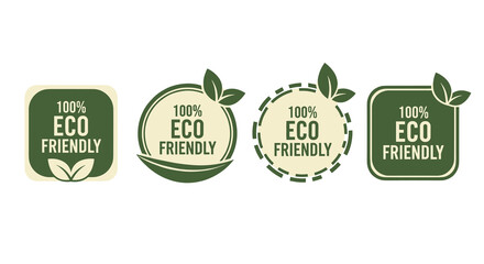 Eco-Friendly Product Badges Promoting Green Initiatives for Sustainable Living, Representing Environmental Consciousness and Corporate Social Responsibility in Business and Marketing Materials, Modern