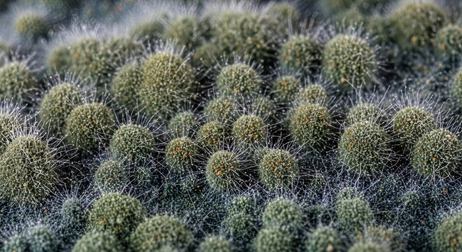 Extreme macro photograph showing dense growth of green-colored mold colonies with white filamentous mycelium structures and developing spore heads. Scientific microbiology background.