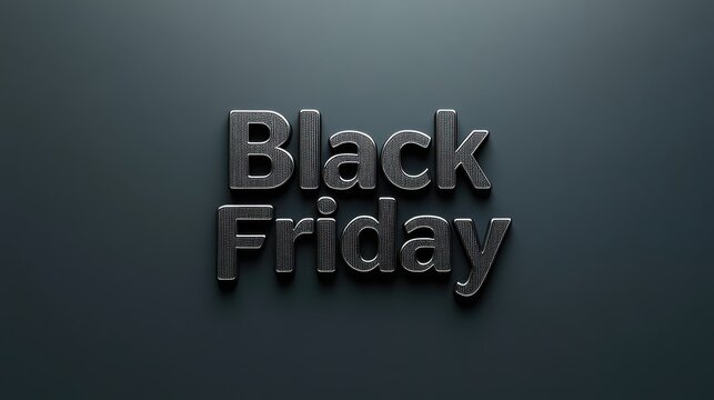 3D Black Friday Text on Dark Background, Used for Banner for Sale.