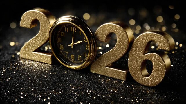 Experience the festive spirit as 2026 is welcomed with sparkling decorations and joyful anticipation. A beautiful clock marks the countdown to a new year filled with hope