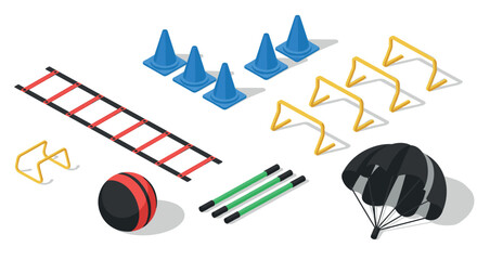 Isometric fitness equipment set for athletic training and exercise