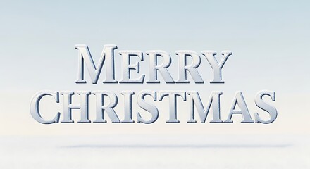 Silver merry christmas text against a light blue background creating a festive holiday greeting card for winter season celebrations and joyful wishes