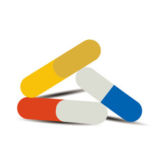 Colorful Medicine Pills — Three Drug Capsules Flat Vector