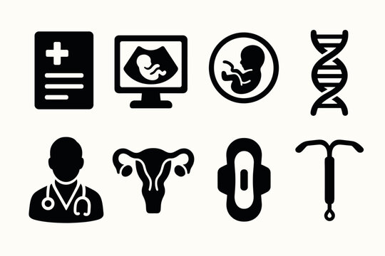 Healthcare icons pregnancy, fertility, and medical elements - Powered by Adobe