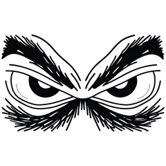 Obraz premium A high-contrast vector of a furrowed brow, capturing the expression of concentration, worry, or disapproval.