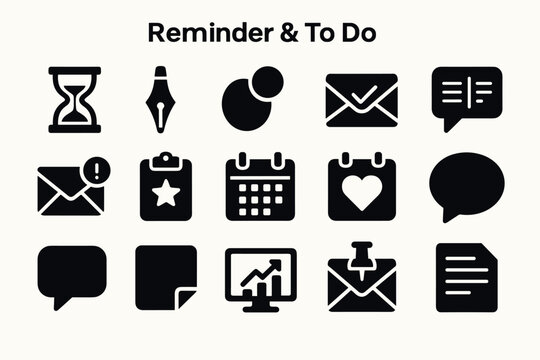 Minimalist icons for productivity calendar, email, chat, and task management