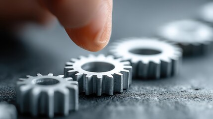 Continuous improvement concept with gears, solving problems for business goals achievement and organizational process improvement, project and process management