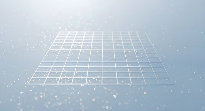Abstract Grid Structure: A minimalist image featuring a translucent grid, floating against a soft, ethereal backdrop, evokes a sense of order, structure, and digital precision. - Powered by Adobe