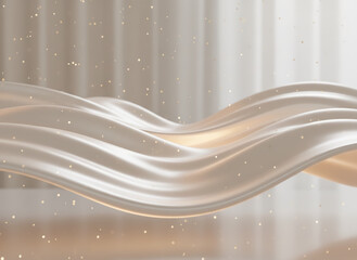 White satin flowing waves create an elegant abstract background illuminated softly
