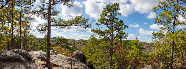 View along the Trail Through Time hiking path at the Pickle Springs Natural Area in New Offenburg, MO close to Hawn State Park