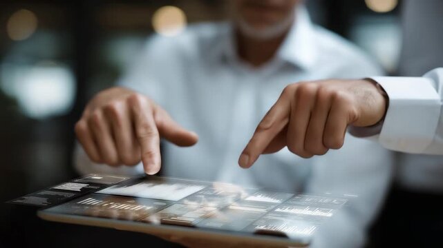 Team of marketing professionals evaluating sustainable packaging options with holographic data visualizations, symbolizing collaborative eco-branding strategy, immersive marketing workflows, and