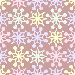 Vector - Snow flakes seamless pattern, colored template.