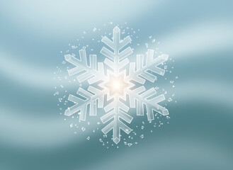 Large translucent geometric snowflake forming symmetrical crystalline pattern with elegant modern style
