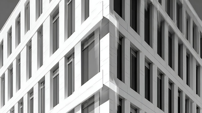 Modern building facade with geometric window patterns architecture windows