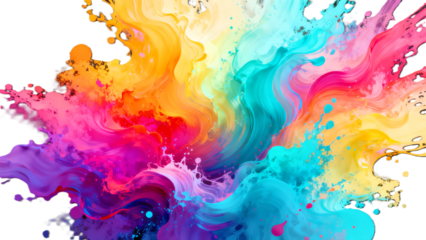 Gradient vibrant color splash on transparent background, PNG file.