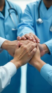 Video A group of medical professionals gathered to support their colleague, suitable for healthcare or team unity concepts