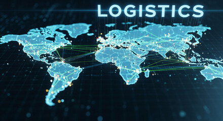 Global logistics and transportation network concept with world map