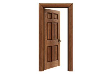 Wooden Home Door Open PNG Isolated on Transparent Background
