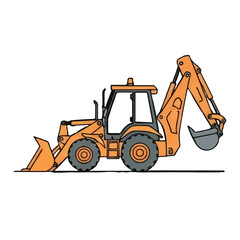 Orange Industrial Equipment Backhoe Loader Vector