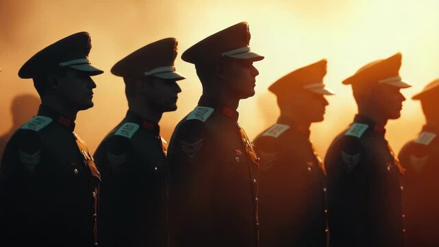 Video Group of soldiers in uniform, standing together, potential for use in patriotic or commemorative events
