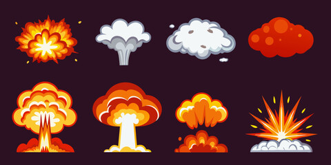 Collection of cartoon explosion and smoke effects © Kartik