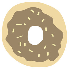 Brown Frosted Donut Cute Pastel Vector Illustration