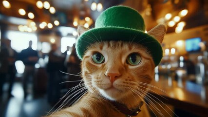 Cat in pub on St Patrick's day, funny animals